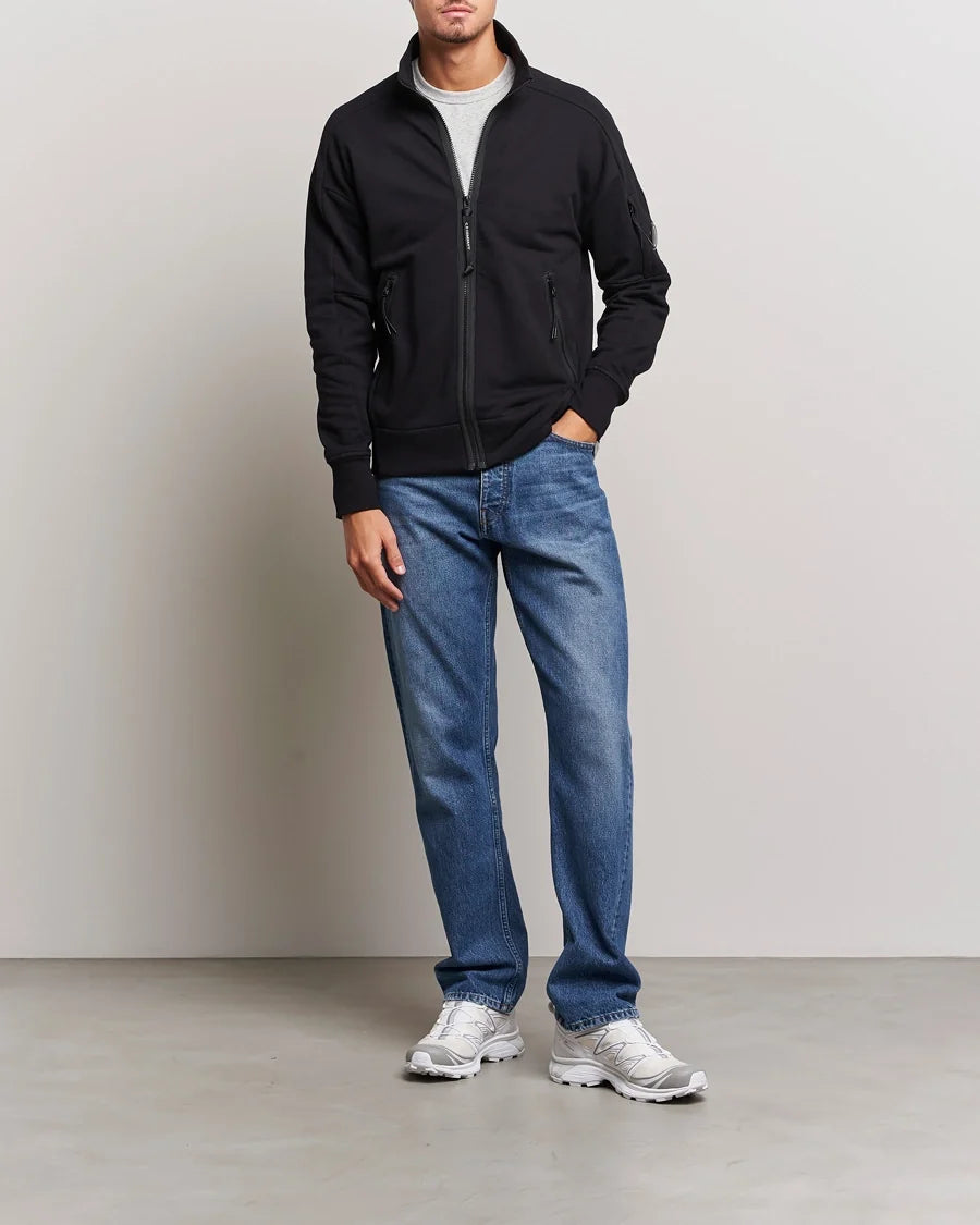 Cp Company Diagonal Raised Lens Full Zip In Black