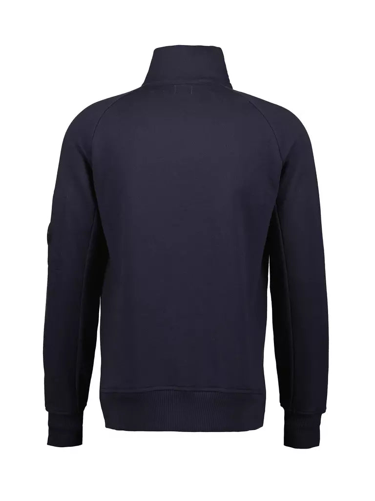 Cp Company Quarter Zip Collar Sweatshirt In Navy