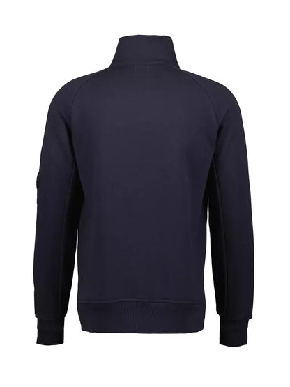 Cp Company Quarter Zip Collar Sweatshirt In Navy