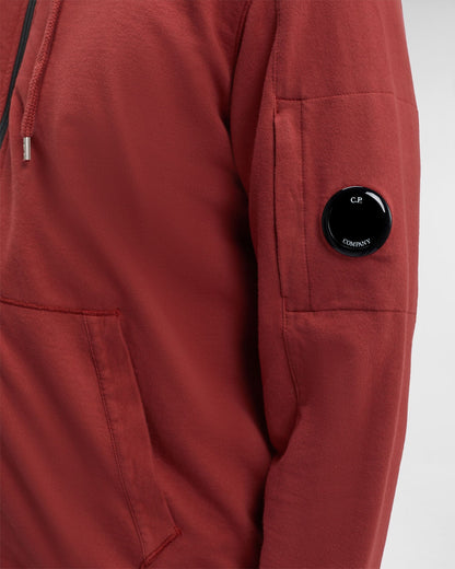 Cp Company Hooded Lens Full Zip In Red