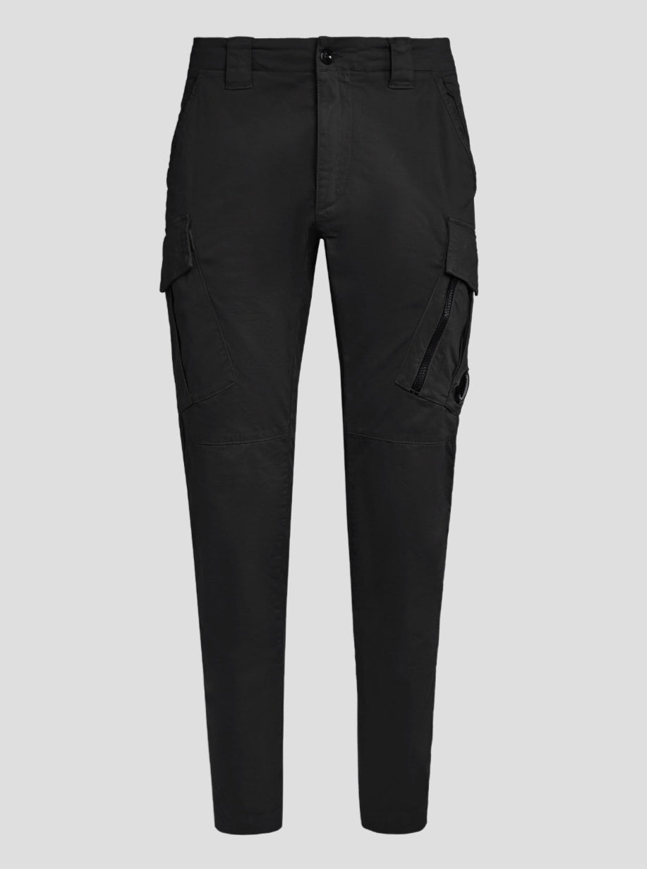 Cp Company 124A Stretch Satin Lens Cargo Pants In Black