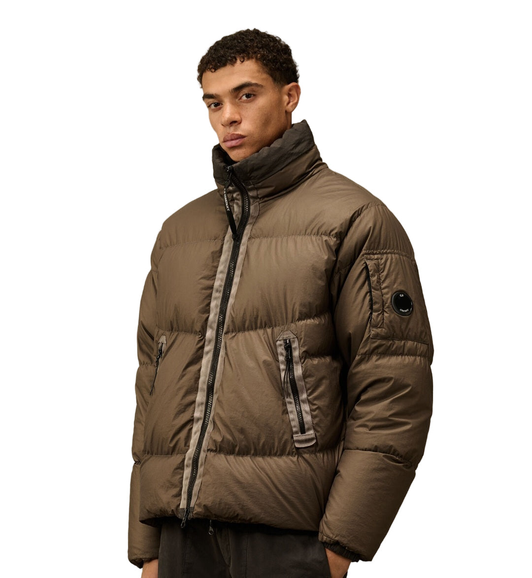 Cp Company 265A Lens Bi-Tm Down Jacket In Walnut Brown