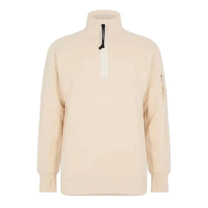 Cp Company 16cm Diagonal Raised Quarter Zip Lens Sweatshirt In Pistachio Shell