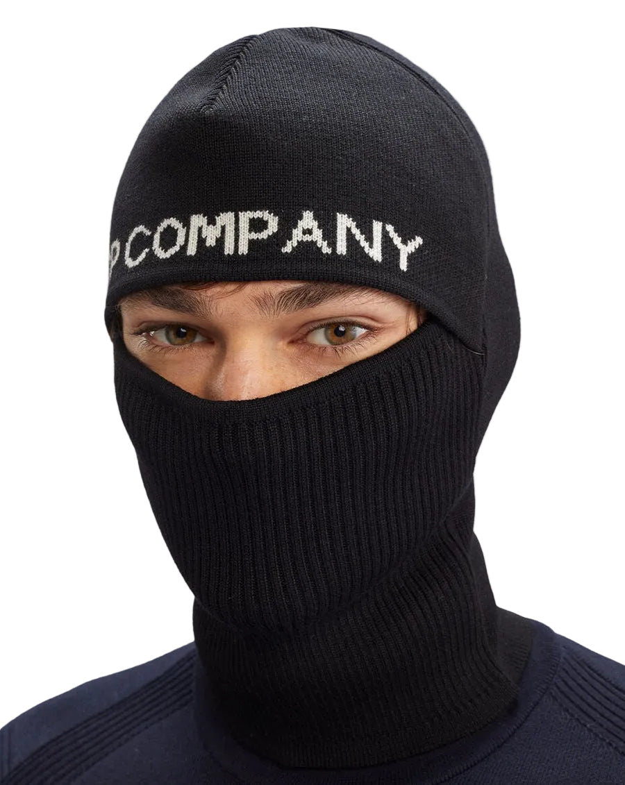 Cp Company Knitted Big Logo Balaclava Black