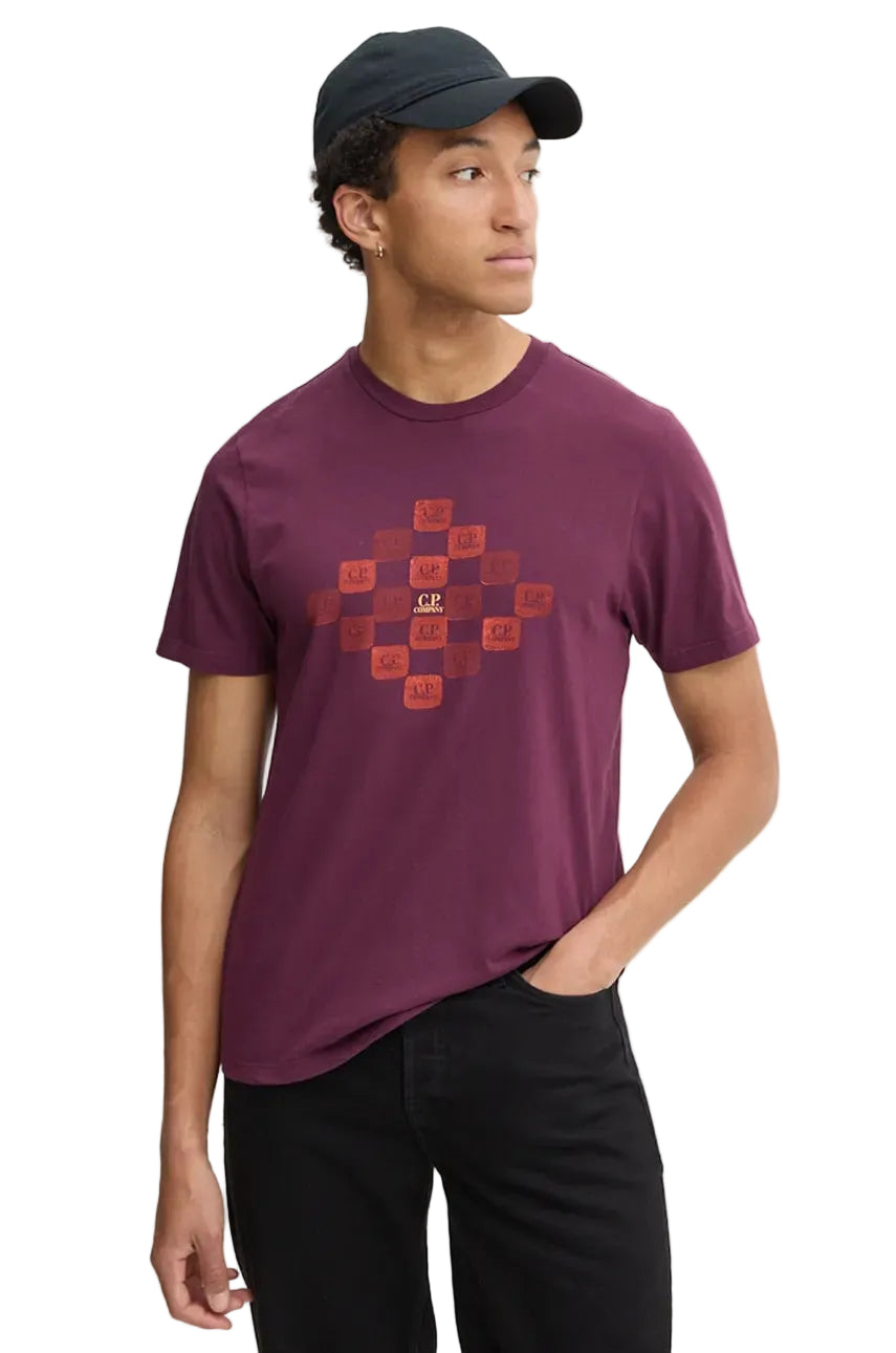 Cp Company 240A Check Logo Print In Potent Purple