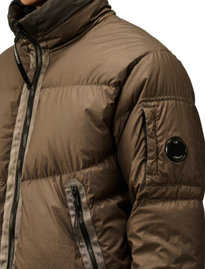 Cp Company 265A Lens Bi-Tm Down Jacket In Walnut Brown