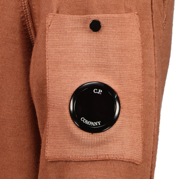 Cp Company 245A Garment Dyed Merino Wool Lens Sweatshirt In Cedar Wood
