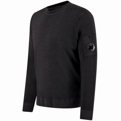 Cp Company Extrafine Merino Wool Lens Sweatshirt In Black