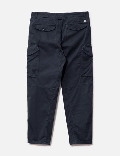 Cp Company 059A Stretch Sateen Loose Fit Lens Cargo Pants In Navy