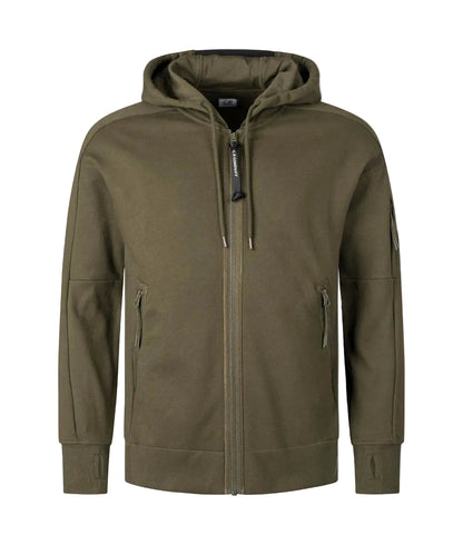 Cp Company Diagonal Raised Lens Full Zip In Ivy Green