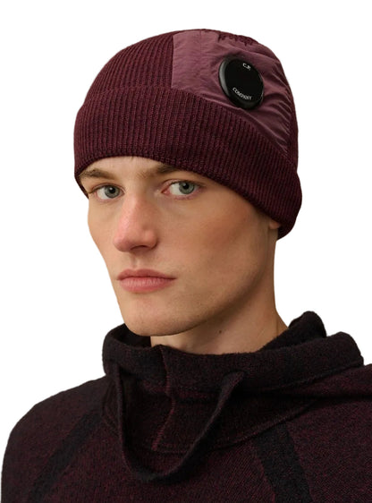 Cp Company Extrafine Merino Wool Mixed Lens Beanie In Potent Purple