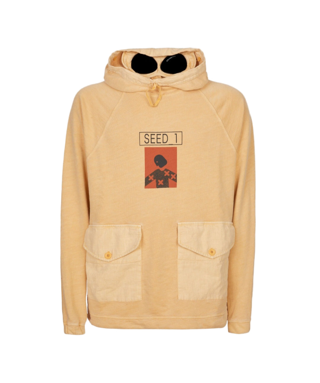 Cp Company Seed 1 Ortica Fleece Goggle Hoodie In Flame Orange