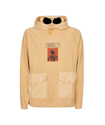 Cp Company Seed 1 Ortica Fleece Goggle Hoodie In Flame Orange