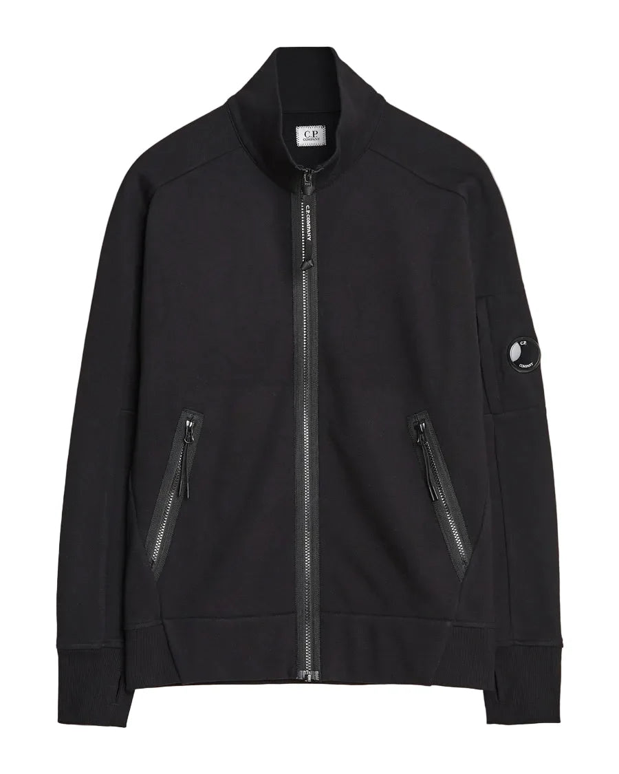 Cp Company Diagonal Raised Lens Full Zip In Black