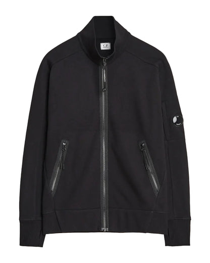 Cp Company Diagonal Raised Lens Full Zip In Black