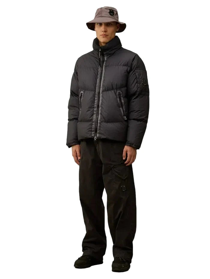 Cp Company 265A Lens Bi-Tm Down Jacket In Black Sand