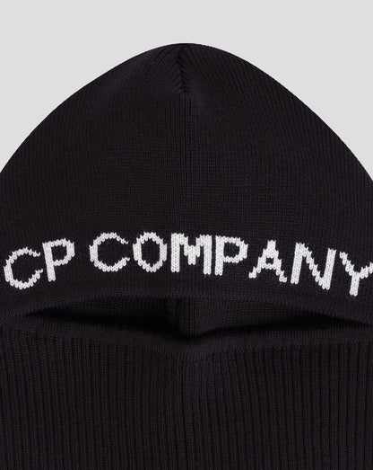 Cp Company Knitted Big Logo Balaclava Black