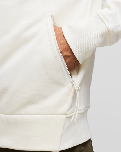 Cp Company Diagonal Raised Goggle Full Zip Hoodie In White