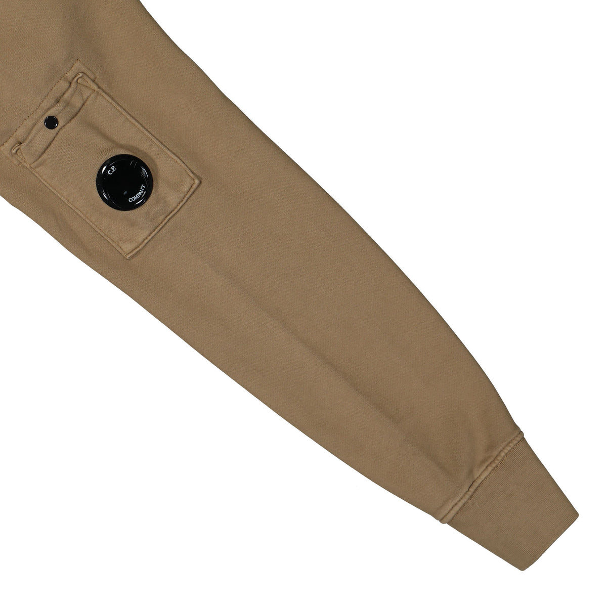 Cp Company Garment Dyed Overhead Lens Hoodie In Butternut Brown