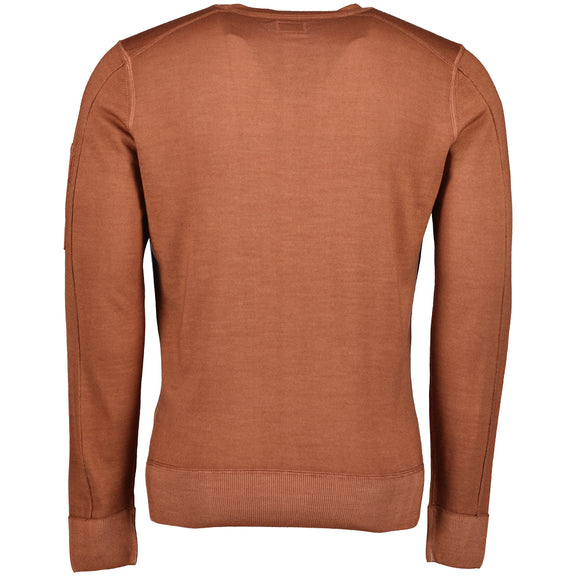 Cp Company 245A Garment Dyed Merino Wool Lens Sweatshirt In Cedar Wood
