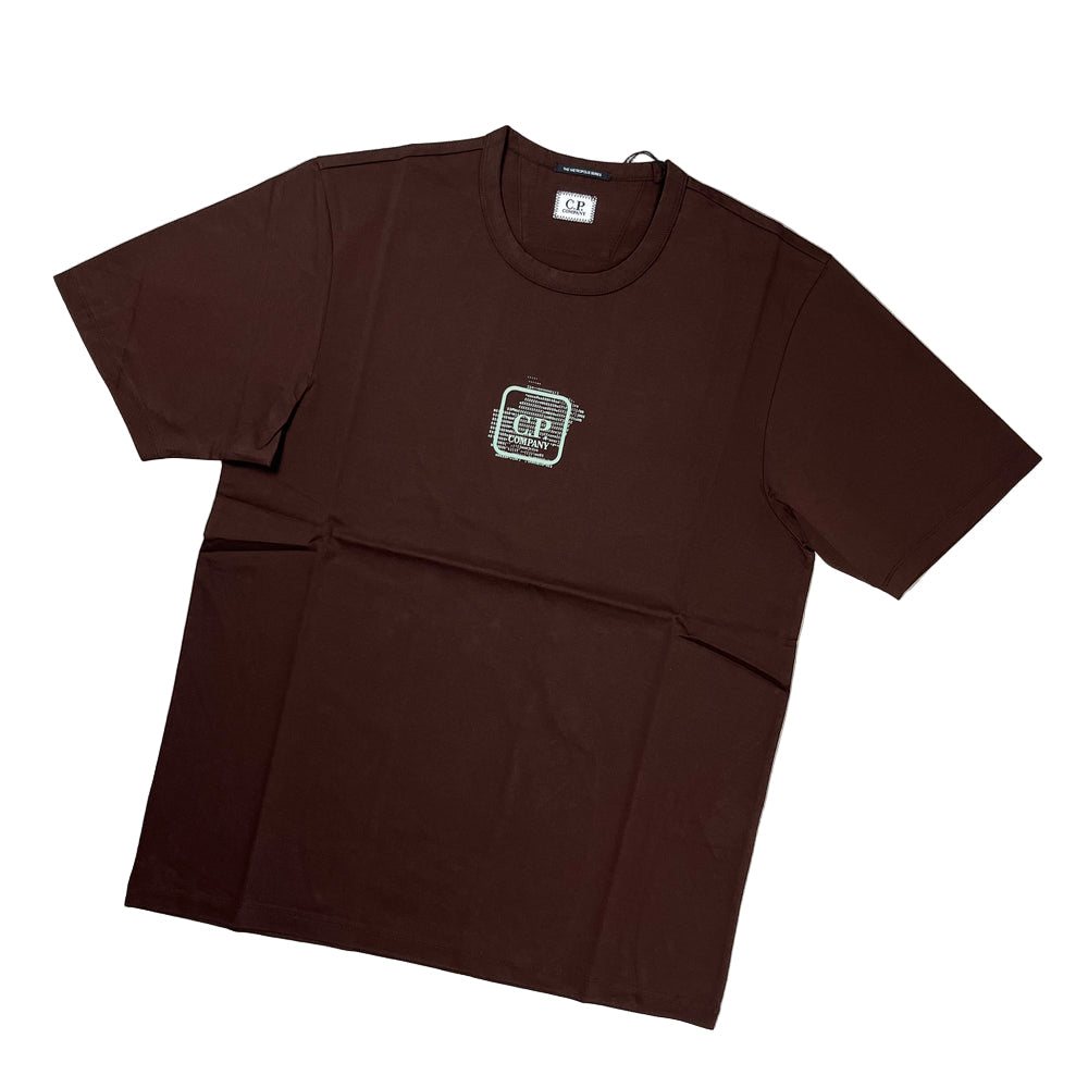 Cp Company 049A Graphic Logo T-Shirt In Rum Raisin