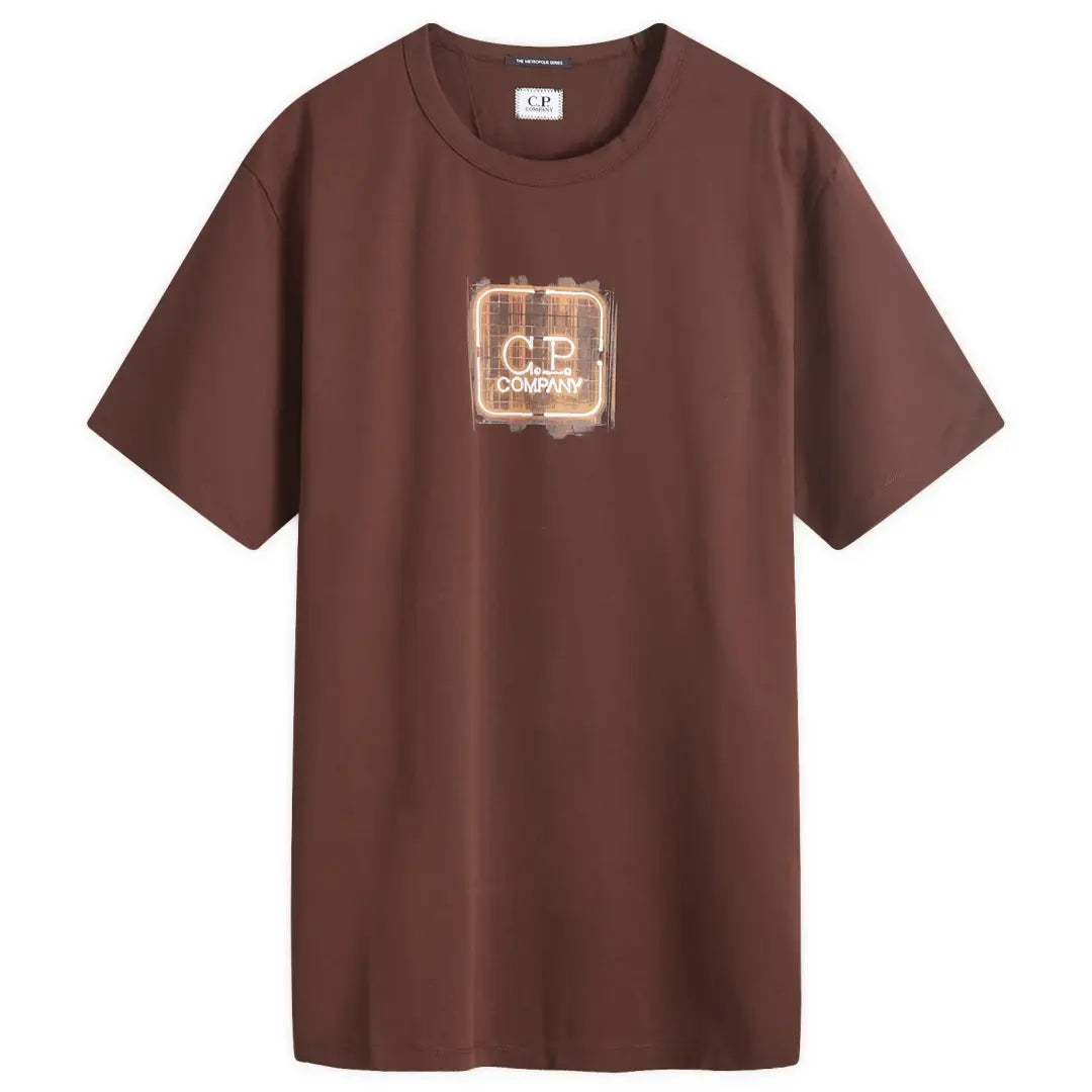 Cp Company 051A Metropolis Graphic Logo T-Shirt In Rum Raisin