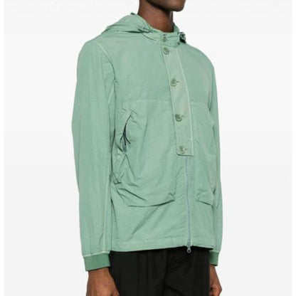 Cp Company 018A Flatt Nylon Goggle Overshirt In Green Bay