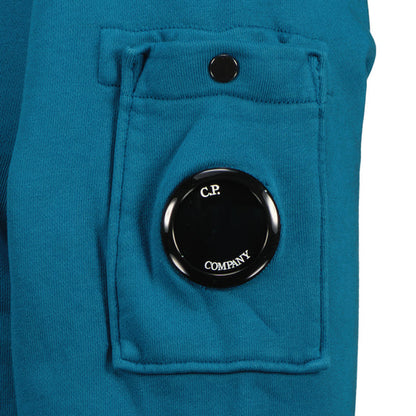 Cp Company Loose Fit Lens Diagonal Fleece Resist Dyed Sweatshirt In Ink Blue