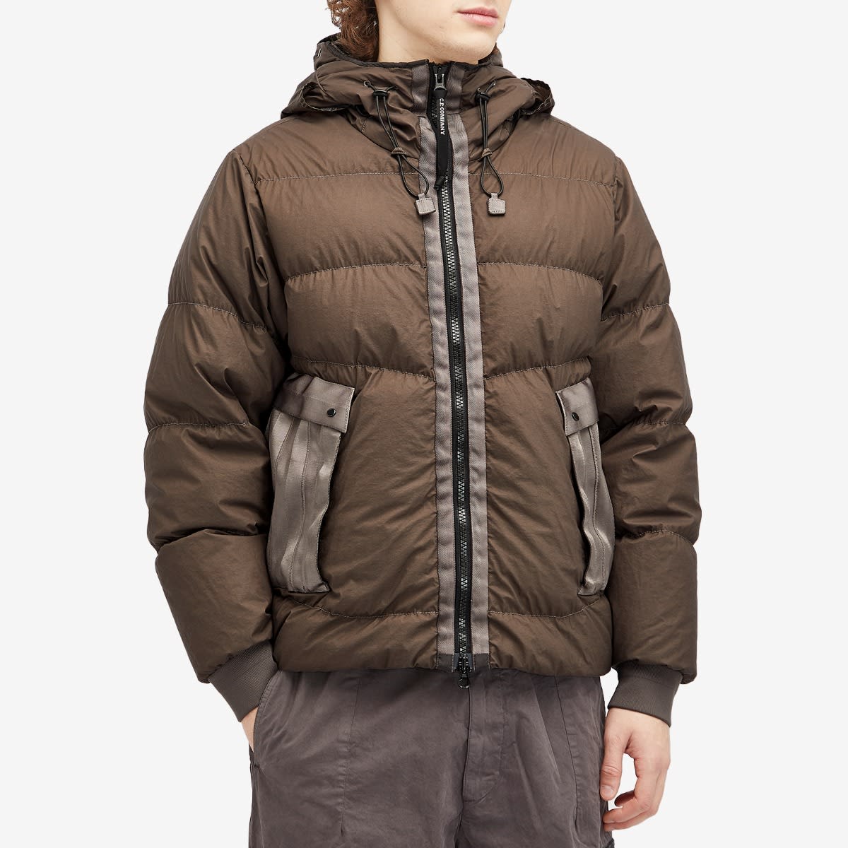 Cp Company 266A Goggle Bi-Tm Down Jacket In Walnut Brown