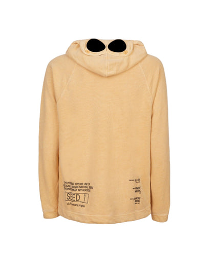 Cp Company Seed 1 Ortica Fleece Goggle Hoodie In Flame Orange