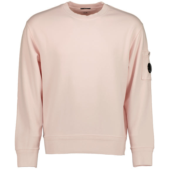 Cp Company Loose Fit Lens Diagonal Fleece Resist Dyed Sweatshirt In Heavenly Pink