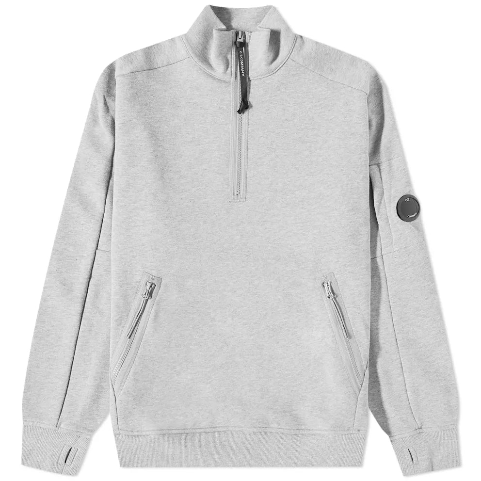 Cp Company Quarter Zip Collar Sweatshirt In Grey M93