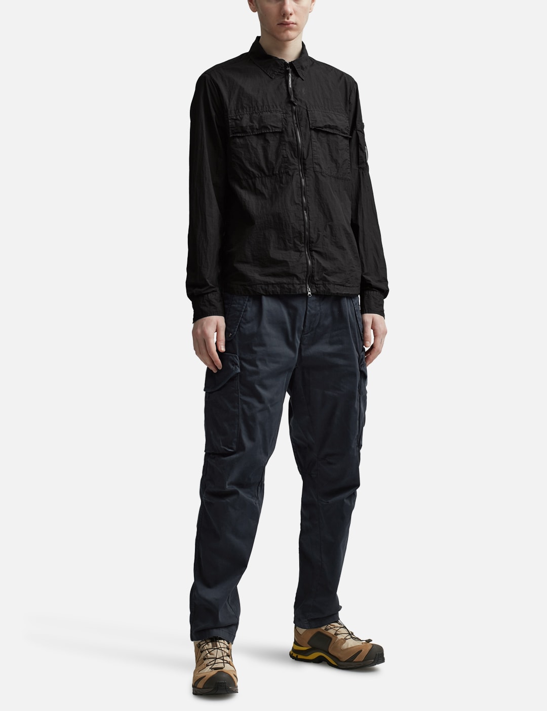 Cp Company 059A Stretch Sateen Loose Fit Lens Cargo Pants In Navy