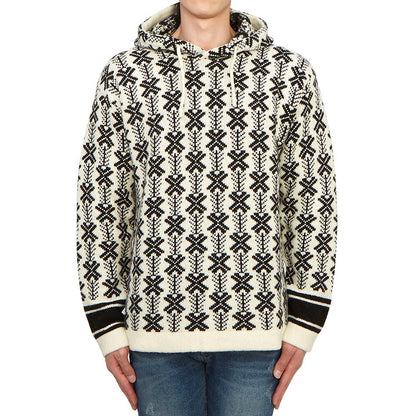Cp Company V01 Wool Jacquard Logo Hooded Knit In Black