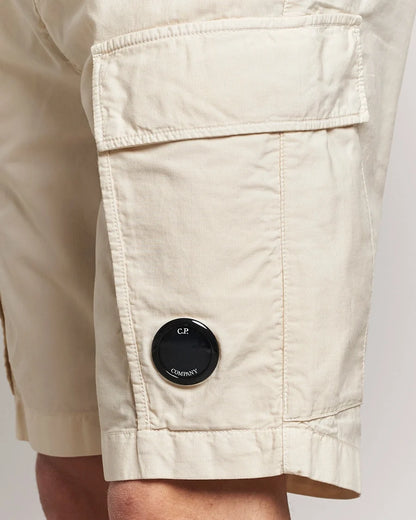 Cp Company Lens Ottoman Cargo Shorts In Beige