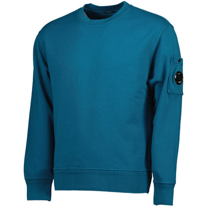 Cp Company Loose Fit Lens Diagonal Fleece Resist Dyed Sweatshirt In Ink Blue