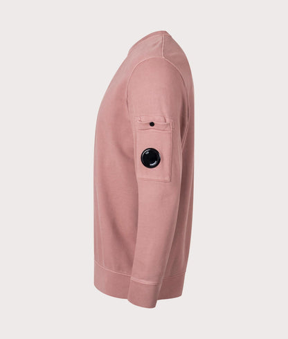 Cp Company Brushed Emerized Resist Dyed Lens Sweatshirt In Cedar Wood