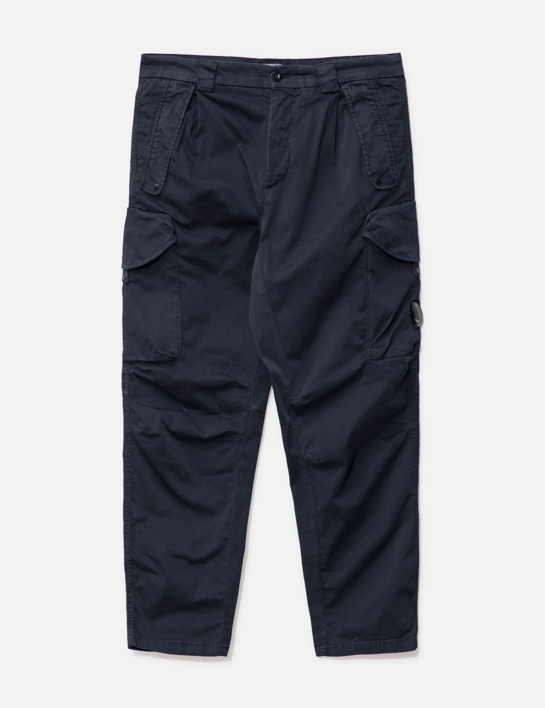 Cp Company 059A Stretch Sateen Loose Fit Lens Cargo Pants In Navy