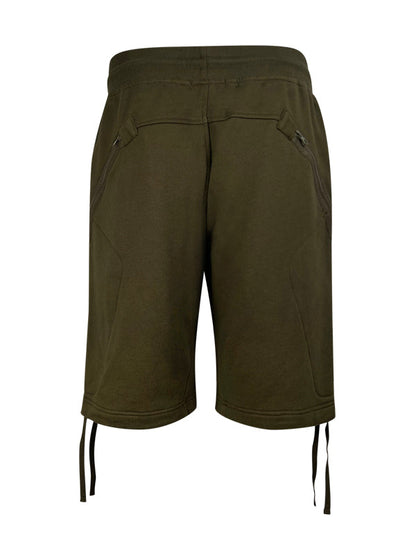Cp Company Loose Fit Diagonal Raised Fleece Lens Shorts in Ivy Green