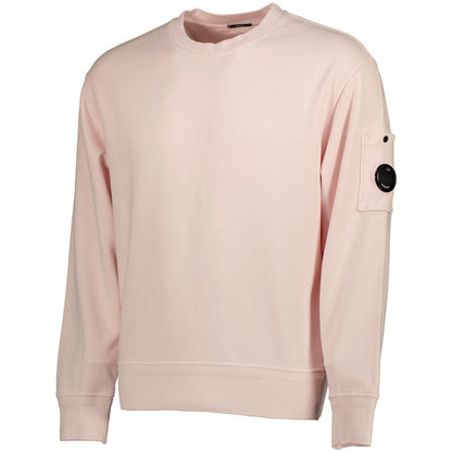 Cp Company Loose Fit Lens Diagonal Fleece Resist Dyed Sweatshirt In Heavenly Pink