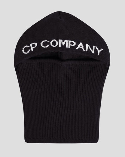Cp Company Knitted Big Logo Balaclava Black