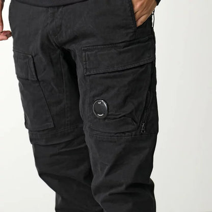 Cp Company 231A Satin Stretch Lens Cargo Pants In Black