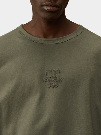 Cp Company 182A Boxy Fit Embroidered Logo Long Sleeve T-Shirt In Grape Leaf