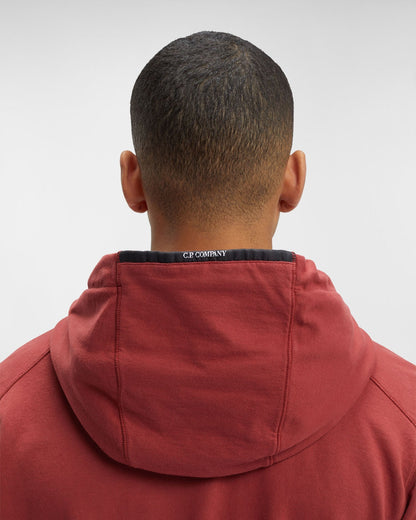 Cp Company Hooded Lens Full Zip In Red