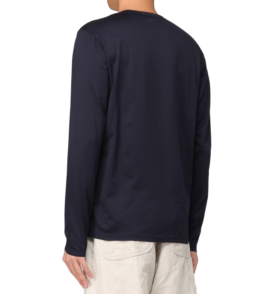 Cp Company Embroidered Logo Long Sleeve T-Shirt In Navy