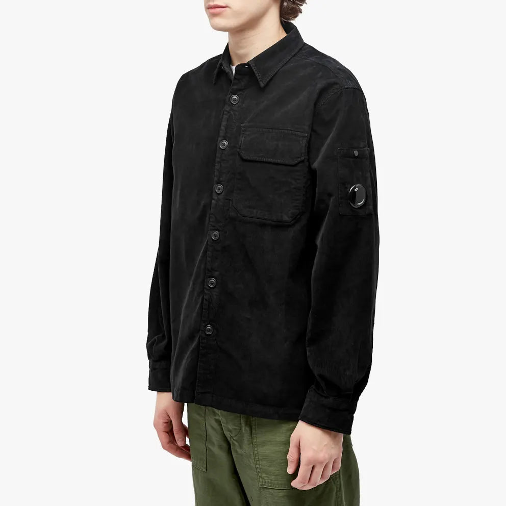 Cp Company Corduroy Button Up Shirt in Black