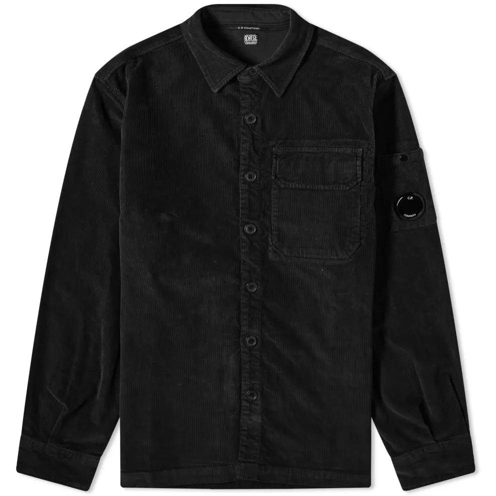 Cp Company Corduroy Button Up Shirt in Black