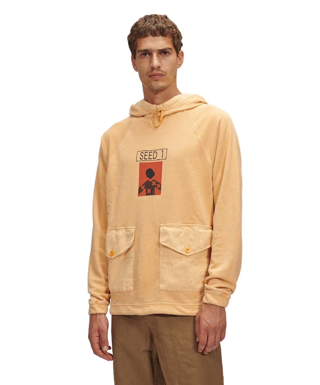 Cp Company Seed 1 Ortica Fleece Goggle Hoodie In Flame Orange