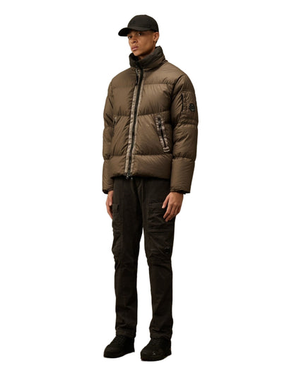 Cp Company 265A Lens Bi-Tm Down Jacket In Walnut Brown