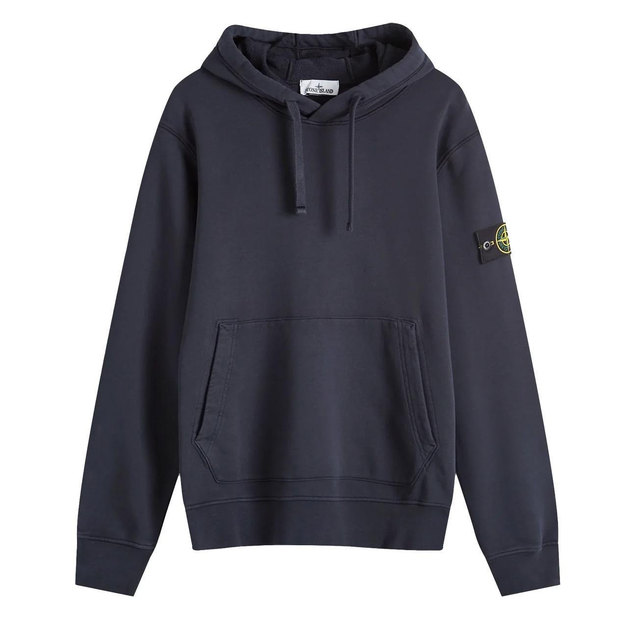 [Stone Island]Cotton Fleece Hooded Sweatshirt in Ink